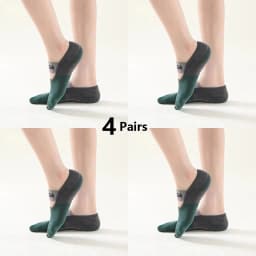4 Pairs Women Anti-slip Yoga Socks Backless Bandage Pilates Socks Ladies Ballet Dance Fitness Slipper Cotton Sports Socks