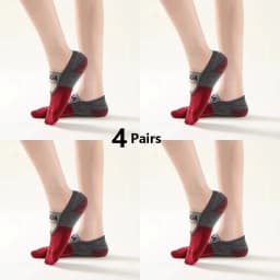 4 Pairs Women Anti-slip Yoga Socks Backless Bandage Pilates Socks Ladies Ballet Dance Fitness Slipper Cotton Sports Socks