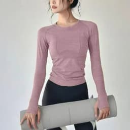Yoga Clothes for Women, Sports Tops, Round Neck, Seamless, Slim, Running Shirt Fitness Workout Long Sleeves Gym T Shirt, Winter
