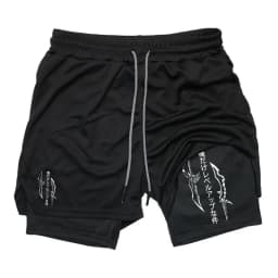 Solo Leveling Print 2in1 Running Workout Shorts for Men Gym Performance Compression Shorts with Phone Loop Athletic Activewear