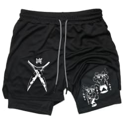 Men's Compression Shorts Anime Demon Slayer Print Beach Shorts Gym Fitness Running Quick Dry Short Pants Summer Print Sportswear
