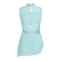 Women Figure Skating Dress Modern Lyrical Dance Gymnastics Acrobatics Clothes Sleeveless Shiny Rhinestones Mesh Leotard Tutu