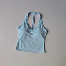 Women's Sexy V-Neck Fitness Bra Nude Sports Bra Hanging Neck Yoga Suit Vest Comfortable Breathable Gym Top for Active Wear