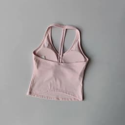 Women's Sexy V-Neck Fitness Bra Nude Sports Bra Hanging Neck Yoga Suit Vest Comfortable Breathable Gym Top for Active Wear