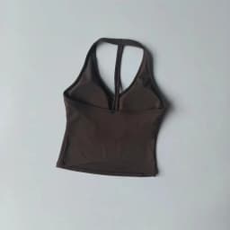 Women's Sexy V-Neck Fitness Bra Nude Sports Bra Hanging Neck Yoga Suit Vest Comfortable Breathable Gym Top for Active Wear