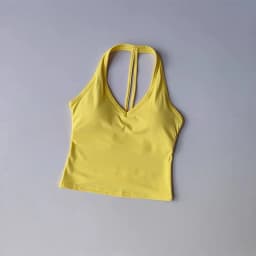 Women's Sexy V-Neck Fitness Bra Nude Sports Bra Hanging Neck Yoga Suit Vest Comfortable Breathable Gym Top for Active Wear