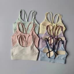Solid Color Soft Cross Back Women Fitness Bra Tights Yoga Vest Shockproof Gym Sports Top Push Up With Pad Adjust Sports Bra
