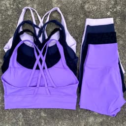 Solid Color Soft Women Gym Yoga Short Set Cross Back Shoulder Strap Gym Bra+High Waist Sport Short Leggings 2pc Tight Sportwear