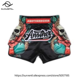 Muay Thai Shorts for Men Women Breathable MMA Fight Training Shorts Quick-Dry Combat Sports Gear Skull Sublimated Boxing Shorts