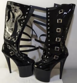 Women's high boots, PU material sexy slender thigh, model stage banquet performance 20cm pole dance high heel dance shoes