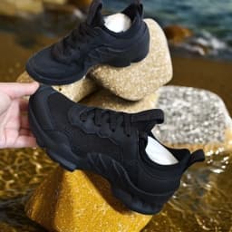 2025 New Comfortable Height Increasing Shoes Men's Classic Sports Shoes Durable Black Flat Mesh Shoes Casual Walking Size 43 44