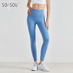 SOISOU Nylon Yoga Gym Leggings Women Girl Fitness Soft Tights High Waist Elastic Breathable No T Line Sports Pants 50 Colors