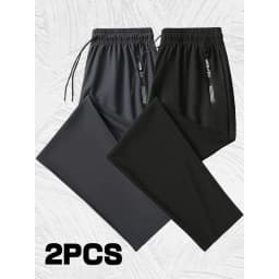 2 Pieces Men's Quick-drying Breathable Sweatpants High Elastic Nylon-Spandex Fabric Straight Gym Running Pants Man Trousers