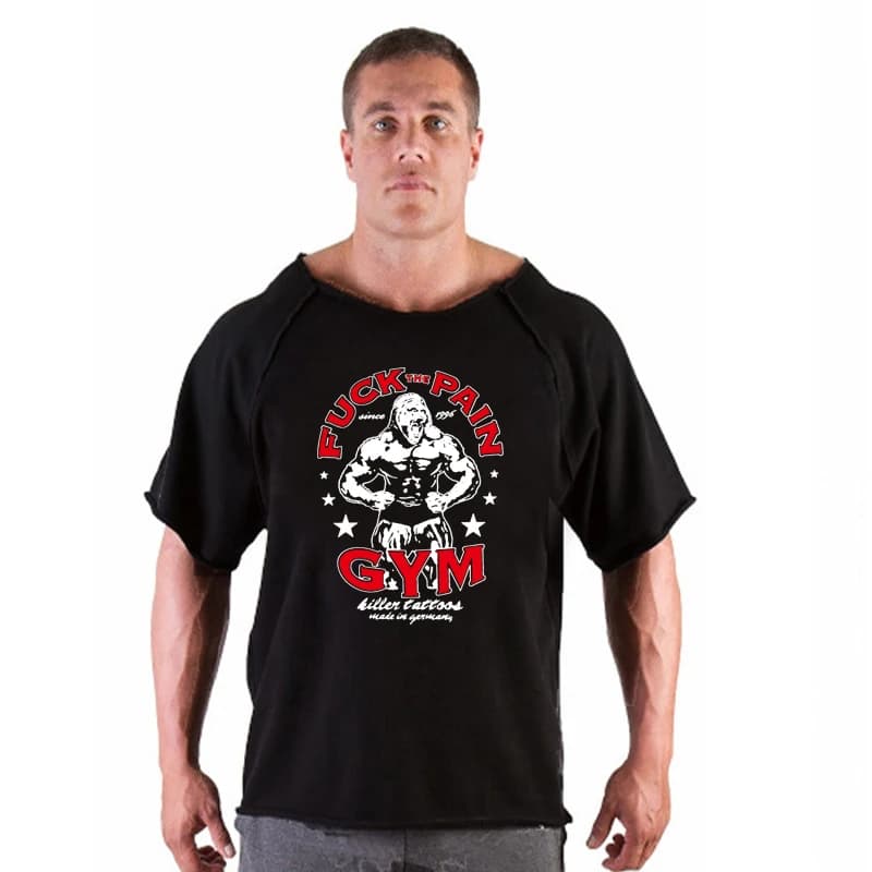 Men Oversize T-shirts Gym Fitness Clothing Mens No Pain No Gain T Shirt For Male Bodybuilding Tshirts Loose Breathable Clothes