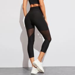 2024 Women Leggings Gothic Insert Mesh Design Trousers Pants Big Size Black Sportswear New Fitness Leggings