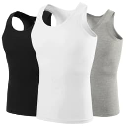 Men's Four Season Classic Black White And Gray Pure Cotton Casual Sports Vest Comfortable Running And Sweat Absorbing Base Shirt