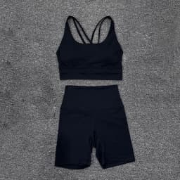 SOISOU Nylon Gym Yoga Set Women's Tracksuit Cycling Shorts Set Tight Elastic Short Chest Pad Removable Bra Womens Clothing