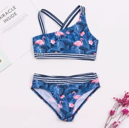 Flamingo Print Kids Girls Bikinis Set New Patchwork Child Swimwear Swimsuit Summer Children Biquini Infantil Bathing Suit