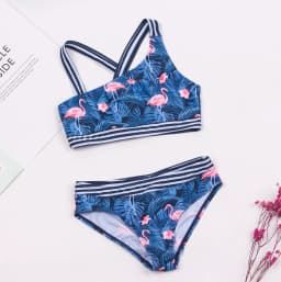 Flamingo Print Kids Girls Bikinis Set New Patchwork Child Swimwear Swimsuit Summer Children Biquini Infantil Bathing Suit