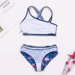 Flamingo Print Kids Girls Bikinis Set New Patchwork Child Swimwear Swimsuit Summer Children Biquini Infantil Bathing Suit