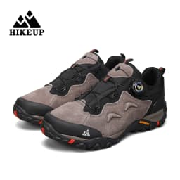 HIKEUP-Leather Shoes for Men, Outdoor Hiking Shoes, Tourist Trekking Sneakers, Mountain Climbing Trail Jogging Shoes, Turnbuckle
