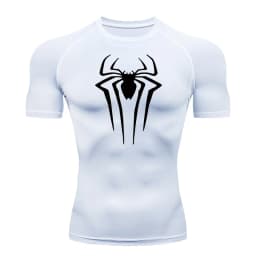 Spider Print Compression Shirts for Men Summer Short Sleeve Rash Guard Gym Workout Tshirt Athletic Quick Dry Undershirts Tops