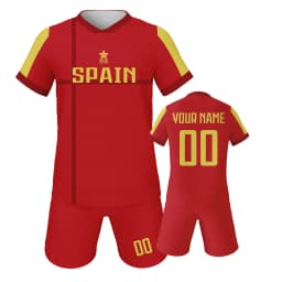 Spain Custom Soccer Jersey Sets Football Kit Kids Training Outfit Club Personalized Name Number Soccer Uniform for Boys ＆ Girls