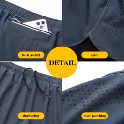 New Men's Running Shorts Fitness Quick-drying Black Double Layer Shorts Men Sport Workout Training Bodybuilding Short Pants