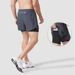 New Men's Running Shorts Fitness Quick-drying Black Double Layer Shorts Men Sport Workout Training Bodybuilding Short Pants