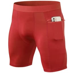 Men's Tight Stretch Fitness Shorts Zip Pocket PRO Stretch Sweat Dry Running Trousers Riding Trousers Running Trousers Beach Pant