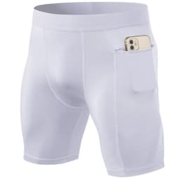 Men's Tight Stretch Fitness Shorts Zip Pocket PRO Stretch Sweat Dry Running Trousers Riding Trousers Running Trousers Beach Pant