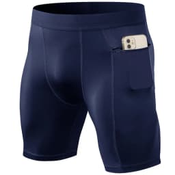 Men's Tight Stretch Fitness Shorts Zip Pocket PRO Stretch Sweat Dry Running Trousers Riding Trousers Running Trousers Beach Pant