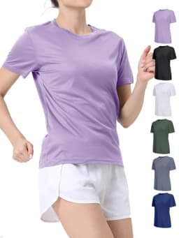 Women's Solid Color Ultralight Quick Dry Sport T-Shirt,Breathable Lightweight ,Running Gym Compression Shirt