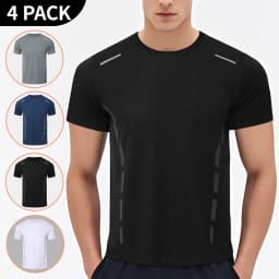 4/1 Pcs Men's Summer Multicolor Quick-drying Sports Short Sleeve Loose Breathable Fitness Running Badminton T Reflective Strip