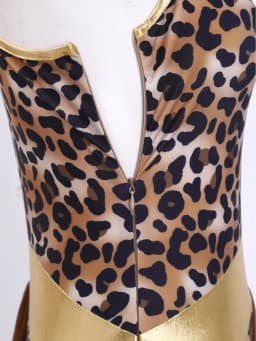 Women One Shoulder Leopard Caveman Gymnastics Ballet Dance Leotard Halloween Carnival Cavewoman Primitive Tribe Dress Up Costume