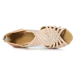Ailove Fashionable Satin Diamond-Encrusted Mid-High Heel Comfortable Latin Dance Shoes and Cha-Cha Dance Shoes