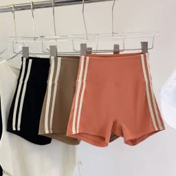 Contrast Striped Side Cycling Shorts Active Wear Women Skinny Biker Shorts 2025 Summer Fitness Casual Black Shorts