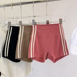 Contrast Striped Side Cycling Shorts Active Wear Women Skinny Biker Shorts 2025 Summer Fitness Casual Black Shorts