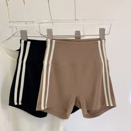 Contrast Striped Side Cycling Shorts Active Wear Women Skinny Biker Shorts 2025 Summer Fitness Casual Black Shorts