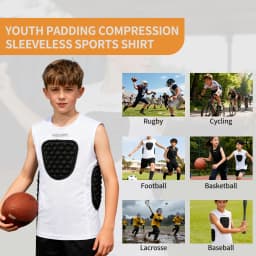 WOSAWE Youth Football Chest Padded Shirt Youth Kids Boys Padded Compression Shirt Vest Youth Boys Baseball Basketball Vest