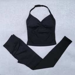 Seamless Yoga Set Women 2Pcs Padded Halter Tank Top Scrunch Butt Lifting Gym Leggings Set Woman Sportswear Workout Clothes