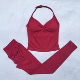 Seamless Yoga Set Women 2Pcs Padded Halter Tank Top Scrunch Butt Lifting Gym Leggings Set Woman Sportswear Workout Clothes