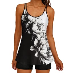 2026 Printed Tankini High Waist Strappy Swimsuit Women Two Pieces Swimwear Female Bathers Swimming Bathing Swimming Swim Suit