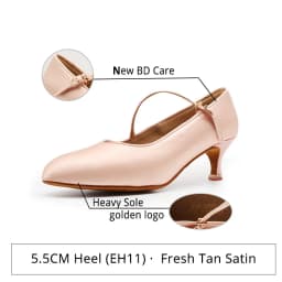 BD Dance Women Standard Shoes N138 Satin Soft Sole Genuine Leather Fresh Tan Satin High Heel Ladies Ballroom Dance Shoes