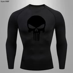 MMA Compression Shirt Men Running T-Shirt Long Sleeve Outdoor Fitness Second Skin Quick Dry Gym Top Breathable Black Sportswear