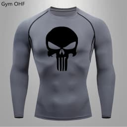 MMA Compression Shirt Men Running T-Shirt Long Sleeve Outdoor Fitness Second Skin Quick Dry Gym Top Breathable Black Sportswear