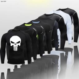 MMA Compression Shirt Men Running T-Shirt Long Sleeve Outdoor Fitness Second Skin Quick Dry Gym Top Breathable Black Sportswear