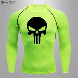 MMA Compression Shirt Men Running T-Shirt Long Sleeve Outdoor Fitness Second Skin Quick Dry Gym Top Breathable Black Sportswear