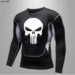 MMA Compression Shirt Men Running T-Shirt Long Sleeve Outdoor Fitness Second Skin Quick Dry Gym Top Breathable Black Sportswear