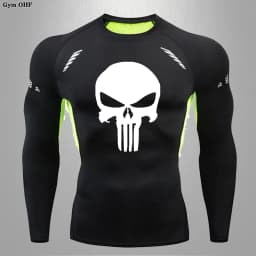 MMA Compression Shirt Men Running T-Shirt Long Sleeve Outdoor Fitness Second Skin Quick Dry Gym Top Breathable Black Sportswear